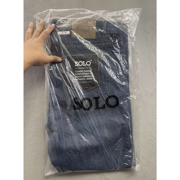 Solo Jeans Mens 40 Classic Fit Stone Wash Denim Straight Leg Authentic Pants 40x - Picture 1 of 5